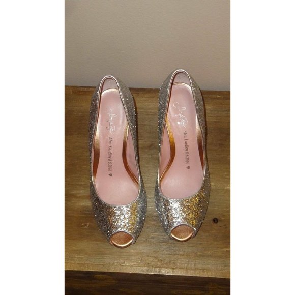 Shoes of Prey Custom Glitter Peep Toe Heels Shoes - Picture 7 of 9